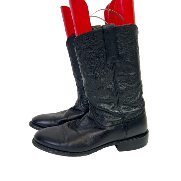 Lucchese 2000 Black Western Cowboy Boots Mens Size 8.5 Round Toe Vintage T008202 - Picture 1 of 11